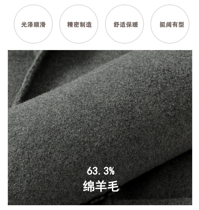 Slim Fit Detachable Down Liner Men's Woolen Coat High Quality 2025 Autumn Winter Casual Solid Color Short Style Warm Wool Jacket