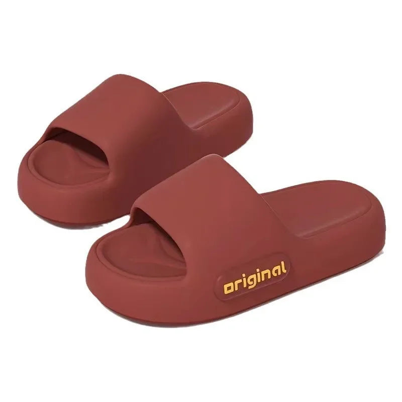 Pantuflas rojas de suela gruesa, antideslizantes y resistentes a los olores, estilo 2025, para el hogar, cómodas y de verano, de PVC.
