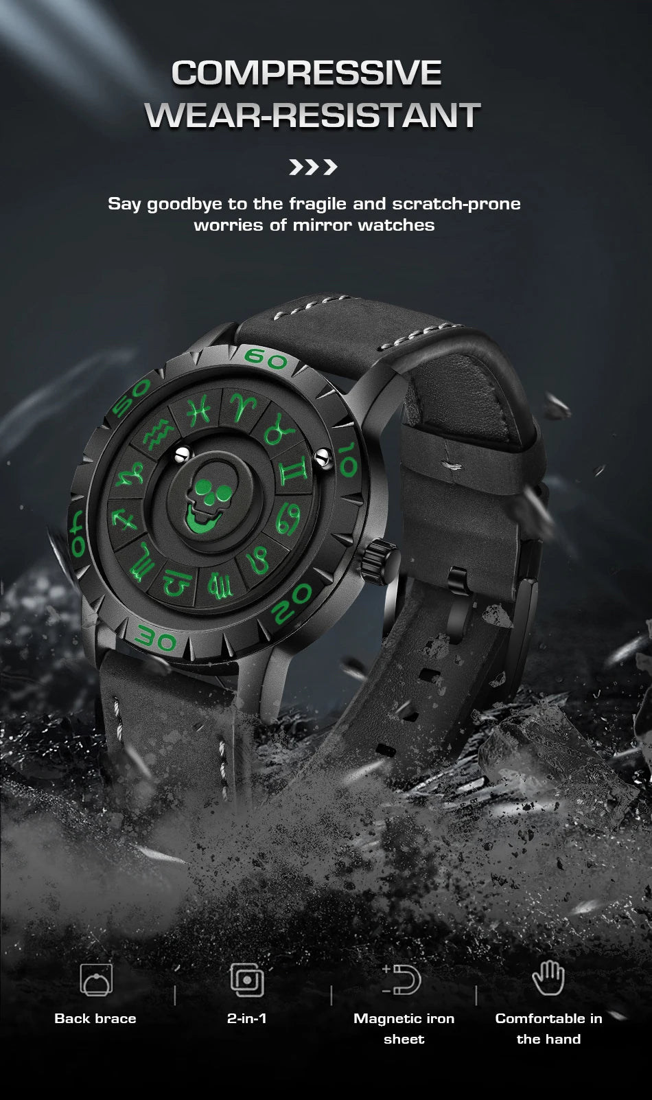 Nuevo reloj de lujo para hombre de la marca original FOXBOX, a la moda, con calavera, puntero deslizante, fuerza magnética, impermeable, de cuarzo.