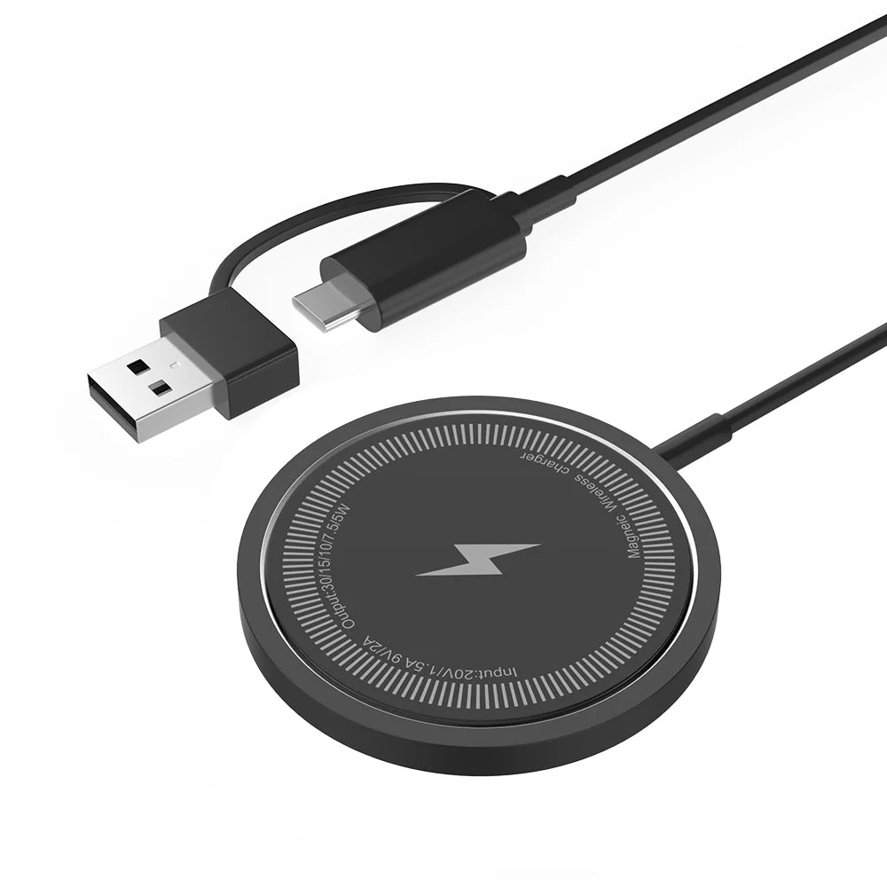 Cargador inalámbrico magnético de 30 W, base de carga rápida para iPhone 15, 14, 13, 12 Pro Max, Airpods PD, USB A, estación de carga para teléfono