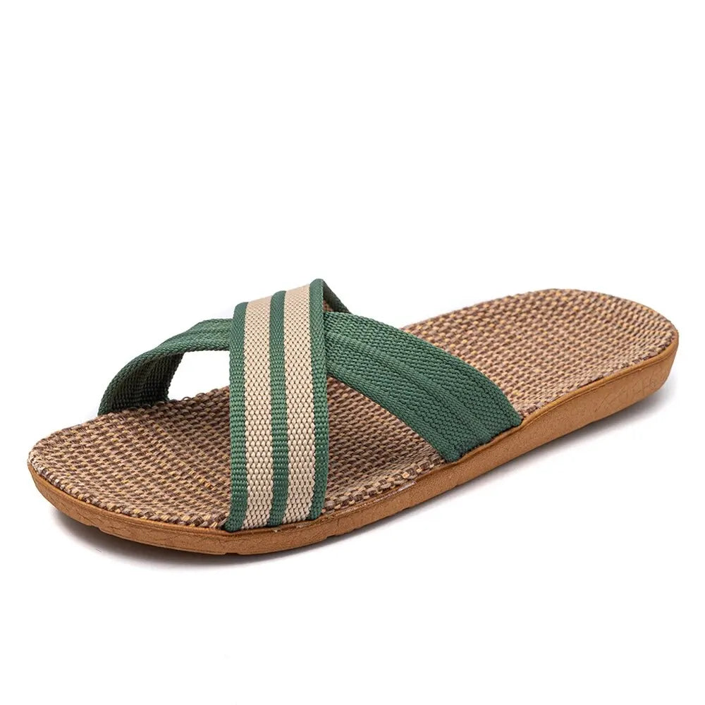Sandalias planas de lino para mujer, ligeras y casuales, de talla grande, para verano, para el hogar, envío gratis