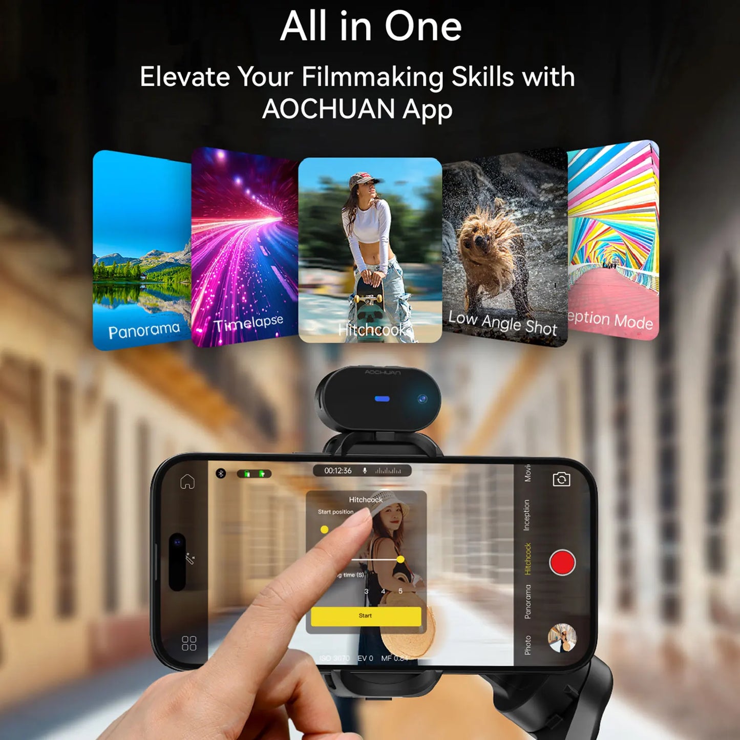 Estabilizador de cardán de 3 ejes AOCHUAN Smart XPro Ai para teléfonos inteligentes para grabación de video con iPhone y Android, estabilizador de seguimiento facial