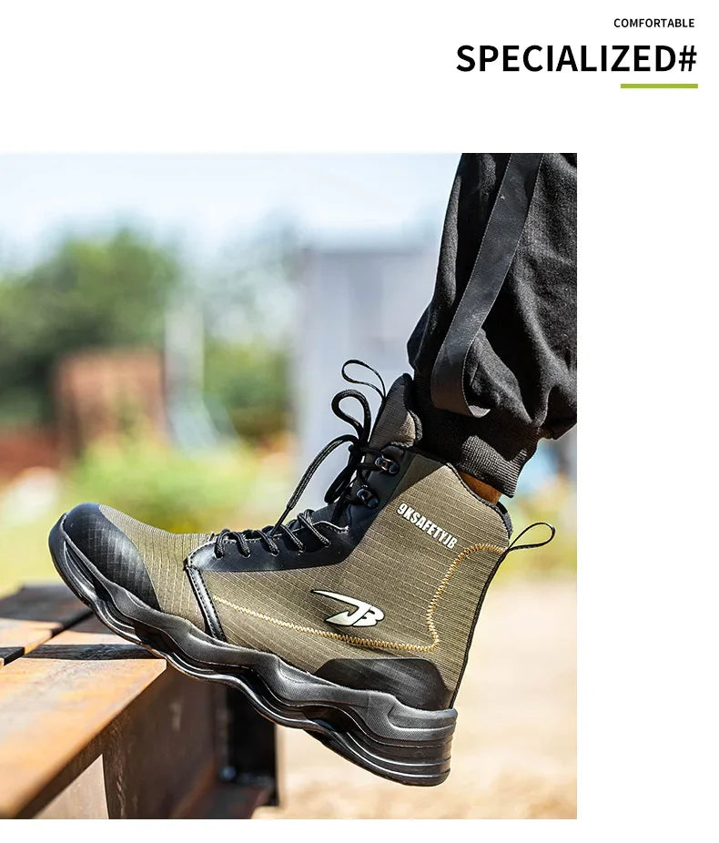 2024 Nuevos zapatos de seguridad para hombre, botas altas de trabajo, zapatillas de trabajo con puntera de acero, botas de trabajo antigolpes y a prueba de pinchazos, zapatos indestructibles
