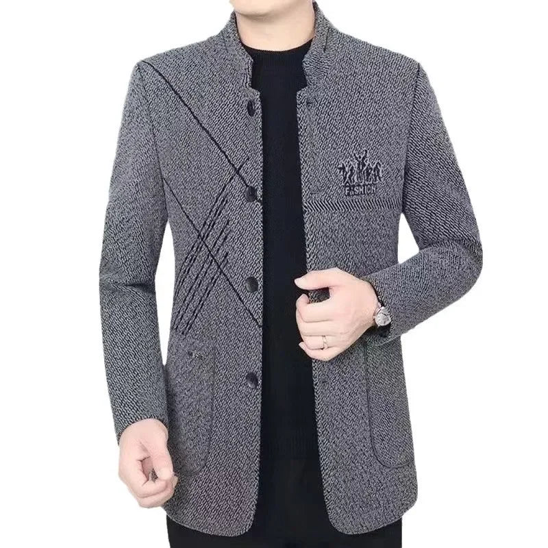Chaqueta informal de cuello alto para hombre, de primavera, otoño e invierno, de estilo informal, de negocios, modelo fino, adecuada para verano, de origen chino.