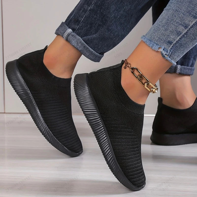 Zapatos de mujer para caminar, de color liso, antideslizantes, informales, de tenis, deportivos, ligeros, transpirables, para trabajar y viajar, talla 36-42
