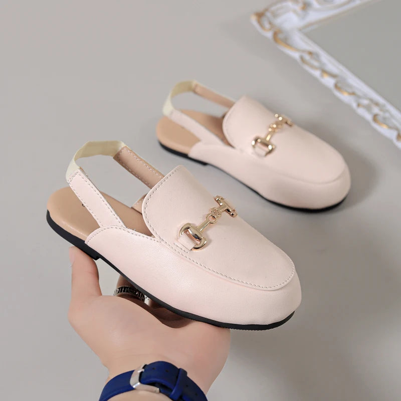 Zapatos para niños, sandalias negras para exteriores, zapatillas para niñas pequeñas, zapatos planos suaves de marca, sandalias de princesa, zapatos sin cordones de verano