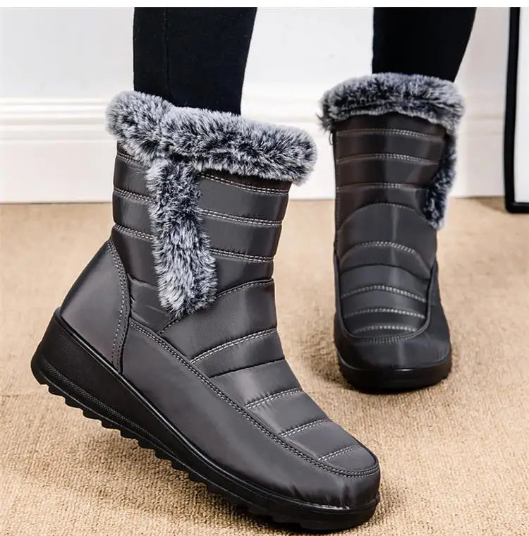 Botas de nieve para mujer, zapatos sólidos para mujer, zapatos impermeables para mujer, botines nuevos, botas planas para mujer, zapatos de invierno para mujer, botas