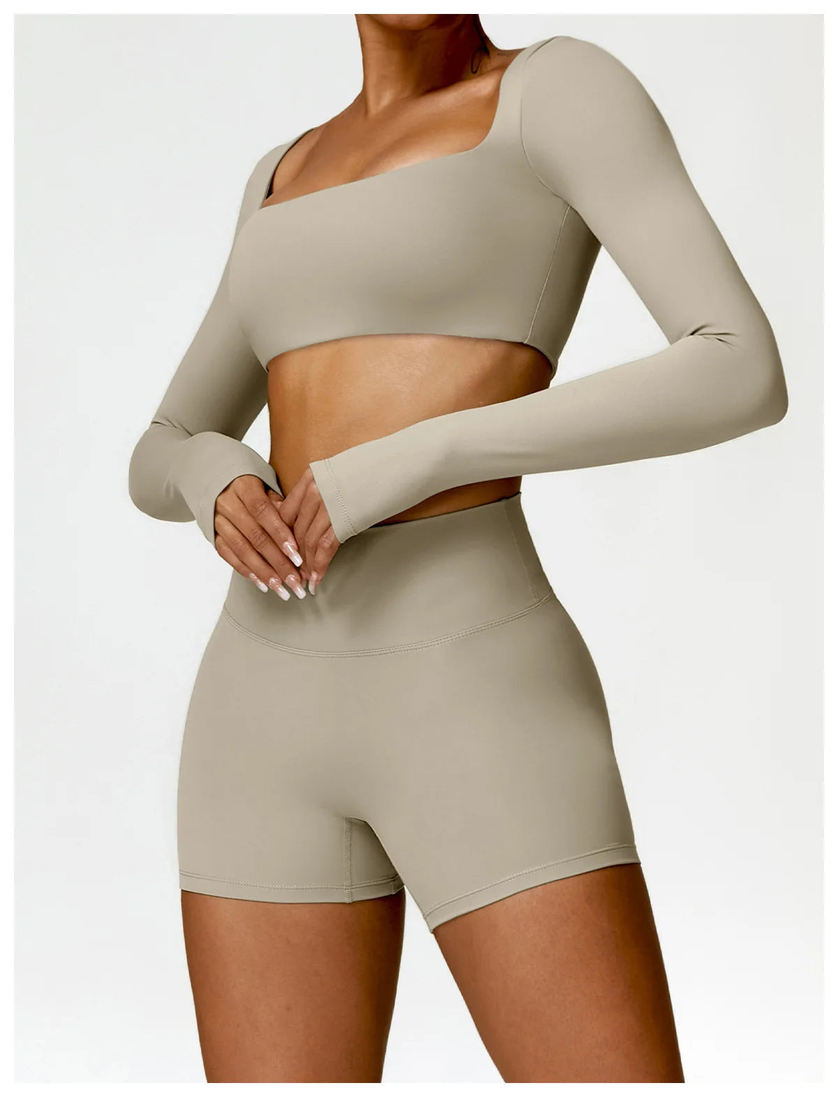 Conjunto deportivo de 2 piezas para mujer, de secado rápido, para gimnasio, chándal para correr, entrenamiento, camiseta deportiva de manga larga, ropa de yoga