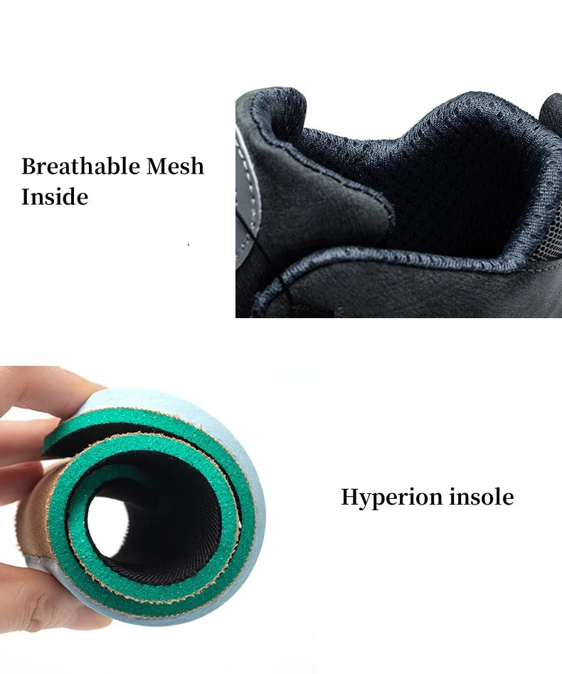 Zapatos de seguridad con botones giratorios para hombre, botas de trabajo impermeables, antigolpes, antipinchazos, protectores, ligeros, para otoño e invierno.