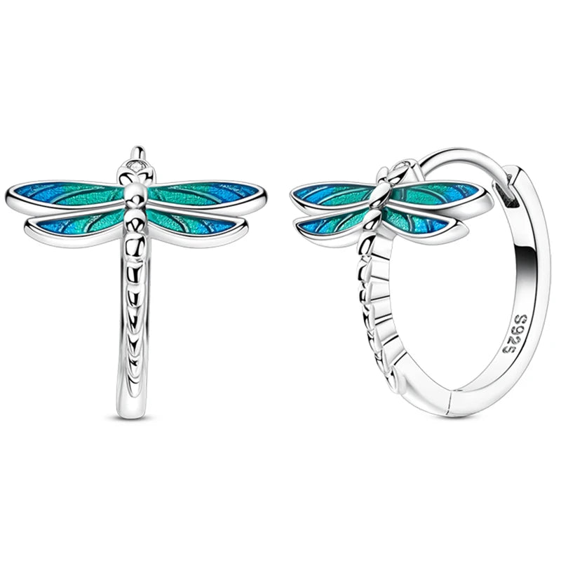 Pendientes de plata de ley 925 con diseño de mariposa, abeja, mariquita y flor de arcoíris para mujer, joyería de moda para fiestas de cumpleaños, regalos