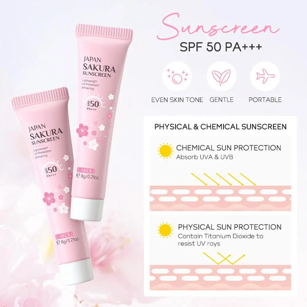 Sakura Skin Care Sets (4 unidades/bolsa): Limpiador facial, tónico facial, protector solar, hidratante, suavizante y nutritivo.