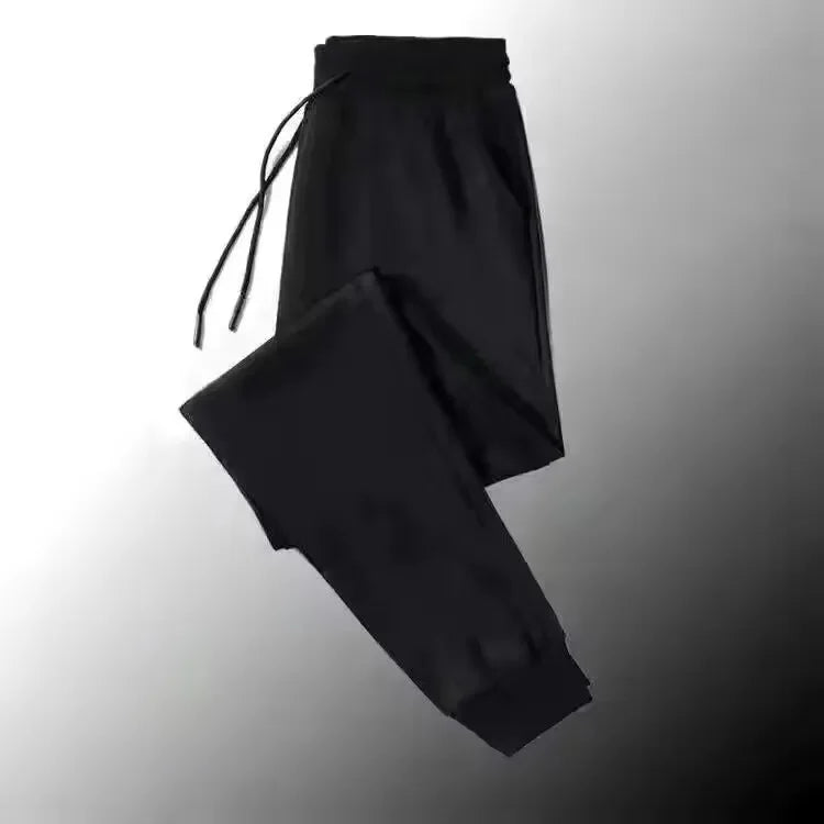 Pantalones deportivos de seda de hielo para hombre, de verano, finos, elásticos, sueltos, informales, transpirables, para correr al aire libre, pantalones largos, talla grande