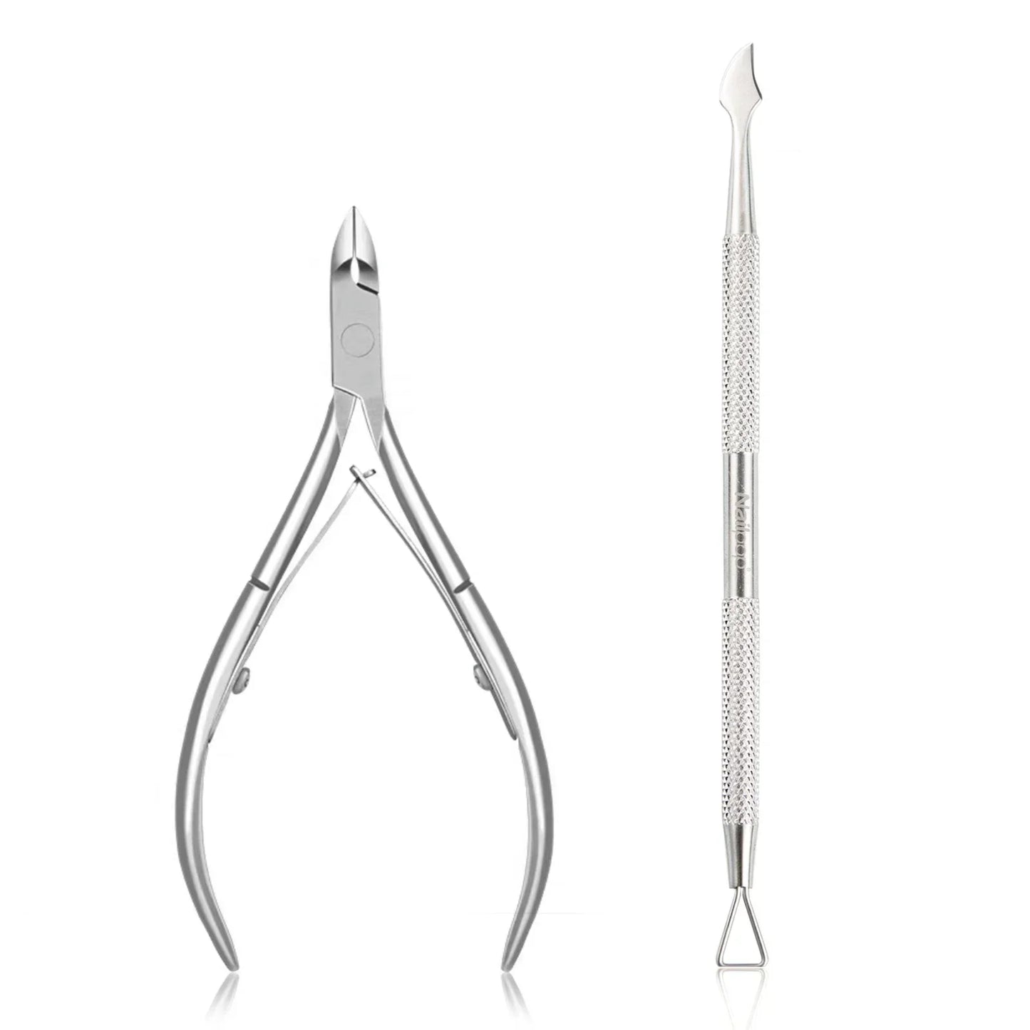 Nailpop - Cortauñas profesional de acero inoxidable, tijeras, alicates, función de quitacutículas, kit de herramientas para manicura y cuidado de uñas