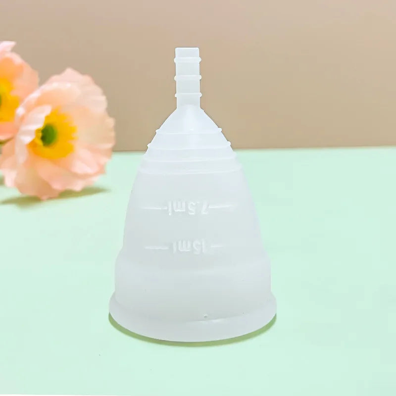 Copa menstrual con anillo, tampón y compresa de fácil extracción, alternativa de silicona médica, copa de higiene femenina para la menstruación femenina.
