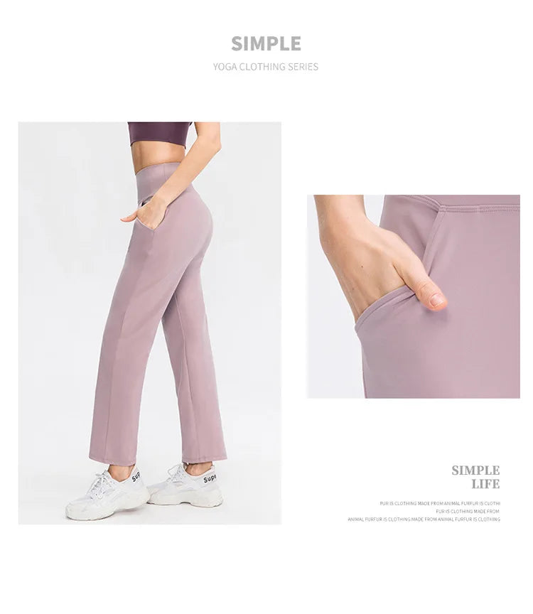 Pantalones deportivos para mujer, estilo casual, para yoga, holgados, de talle alto, elásticos, para entrenamiento físico, rectos, para correr, Yu02334