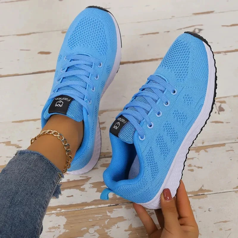 Zapatillas deportivas informales para mujer, de malla, transpirables, con plataforma, para baloncesto