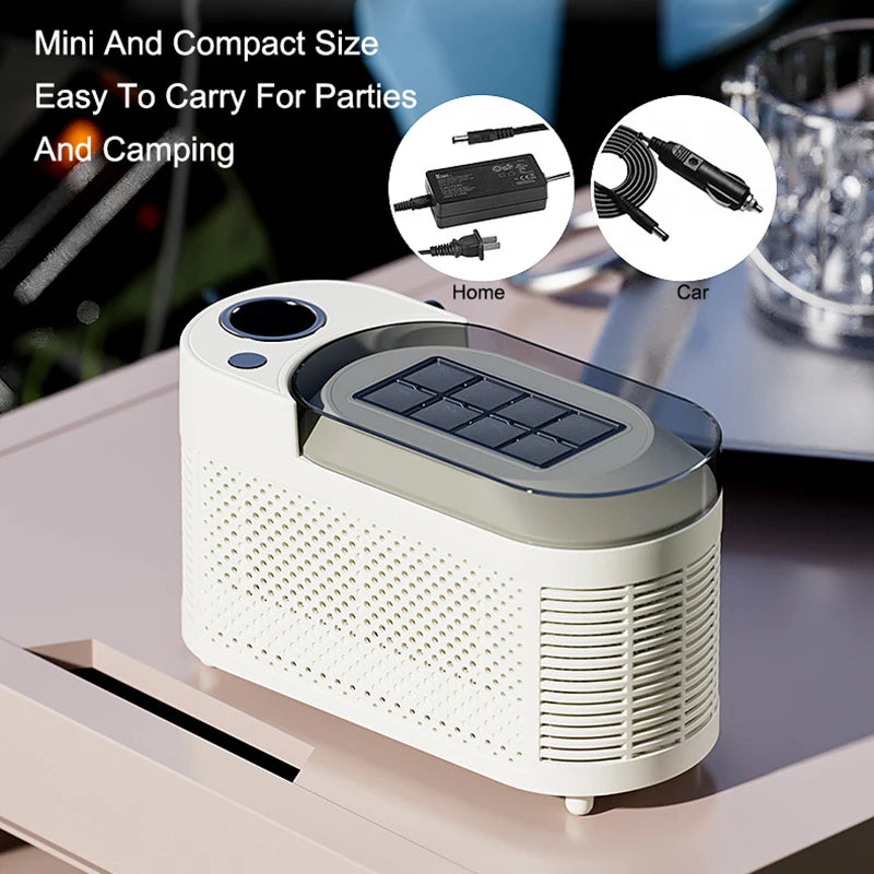 Máquina de hielo portátil pequeña de 110 V/220 V para el hogar, dormitorio, oficina, camping, 12 V, para coche, máquina automática para hacer cubitos de hielo.