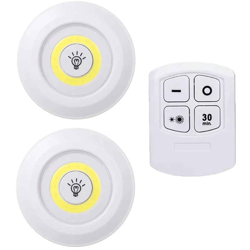 Luz LED regulable para debajo del gabinete con control remoto, funciona con pilas, luces LED para armarios, iluminación de baño, luz nocturna