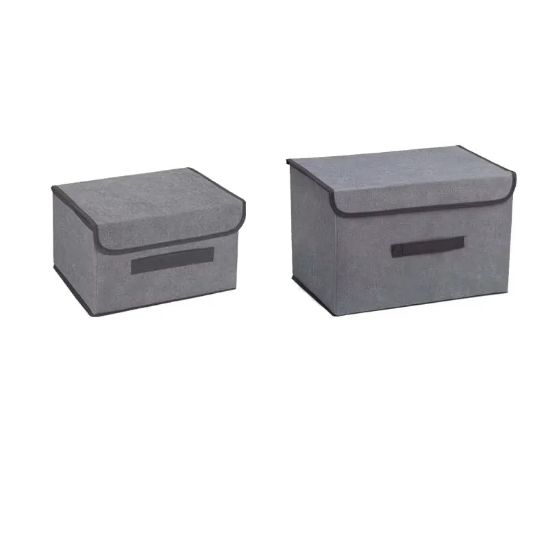 Caja de almacenamiento plegable de tela no tejida gris para artículos del hogar, ropa interior, calcetines y juguetes para niños, organizador de cosméticos.