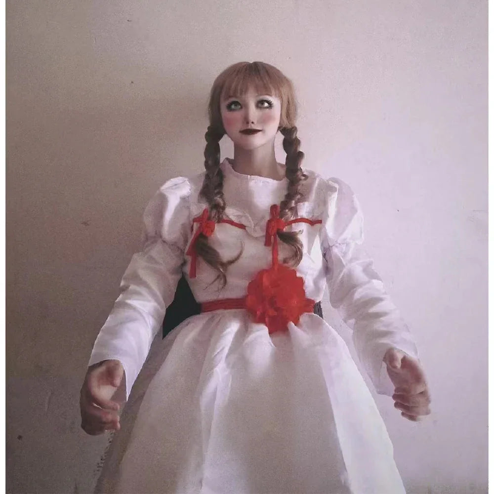 Anime Conjing Doll Annabelle Dresses Cosplay Costumes Wig Suit Halloween Carnival Party Dress Up Female Child Adult Uniform Suit