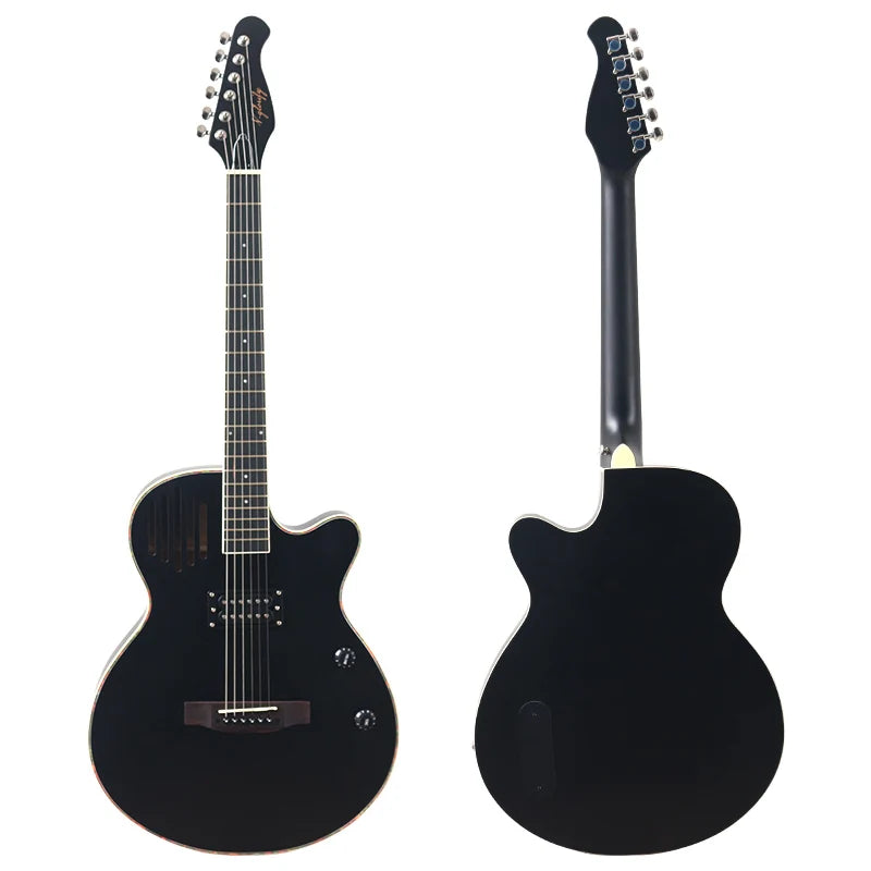 Guitarra acústica eléctrica de 40 pulgadas, cuerpo fino de 6 cuerdas, guitarra folk de buena calidad artesanal.