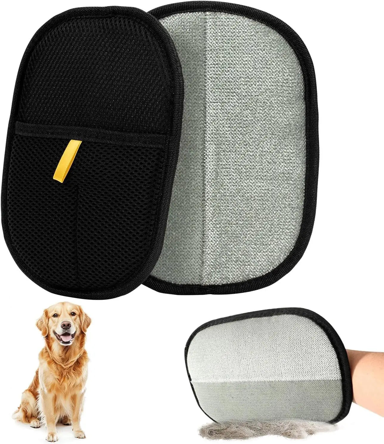 1/2 guantes quitapelos para mascotas, de doble cara, con imán para el pelo de perros y gatos, para lavar, despojar y limpiar alfombras y sofás.