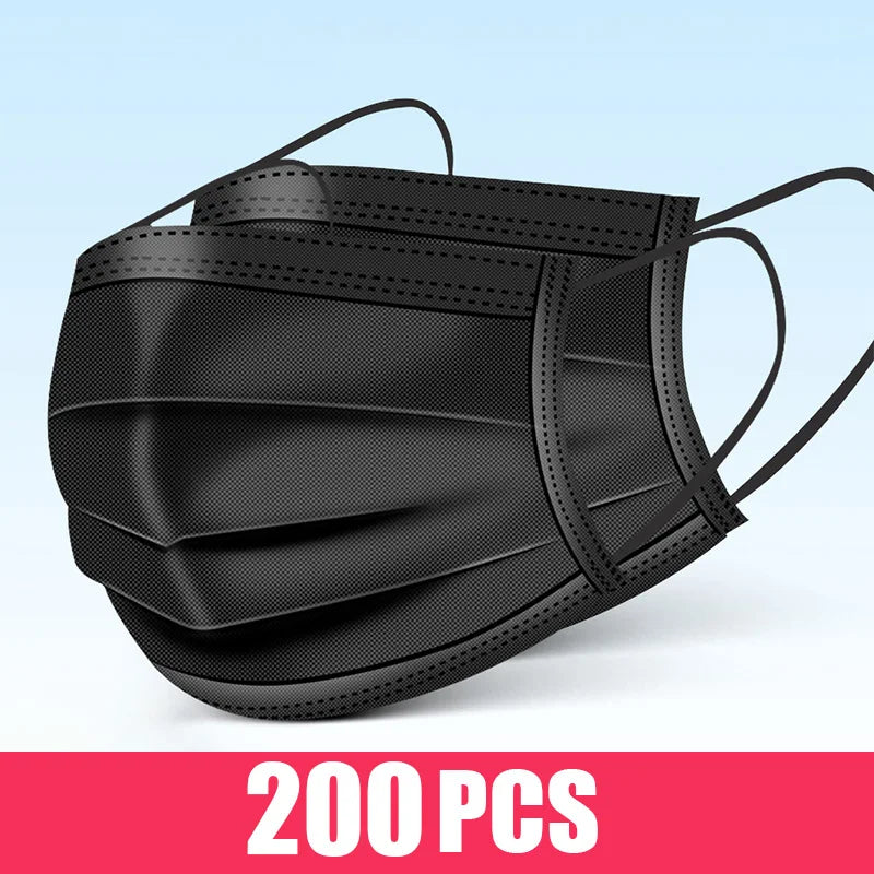 Mascarillas quirúrgicas desechables de 10 a 200 unidades, mascarillas faciales médicas de 3 capas con filtro, antipolvo, transpirables, con elásticos para las orejas, mascarillas bucales para adultos.
