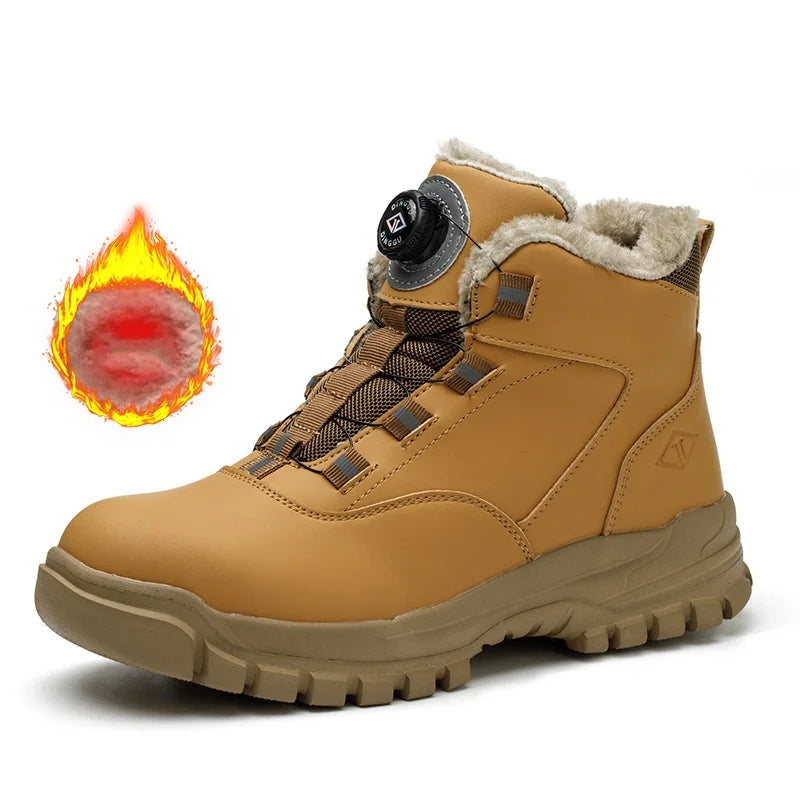 Zapatos de seguridad con botones giratorios para hombre, botas de trabajo impermeables, antigolpes, antipinchazos, protectores, ligeros, para otoño e invierno.