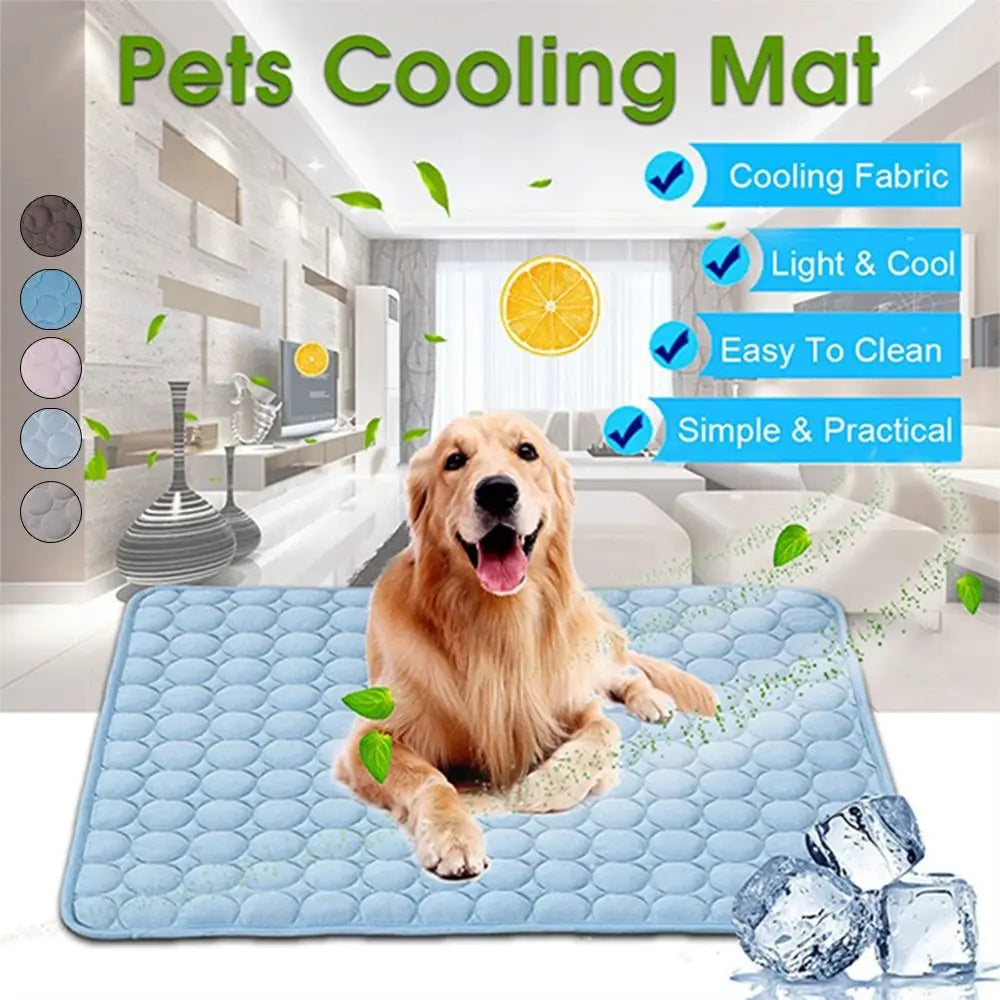 Nueva colchoneta refrescante de verano para perros, manta para gatos, sofá, cama transpirable para mascotas, lavable para perros pequeños, medianos y grandes, para coche.