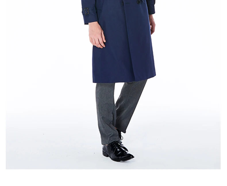 Super long windbreaker down liner  weatherproof men's trench coat British trend black trench coat men's casual coat