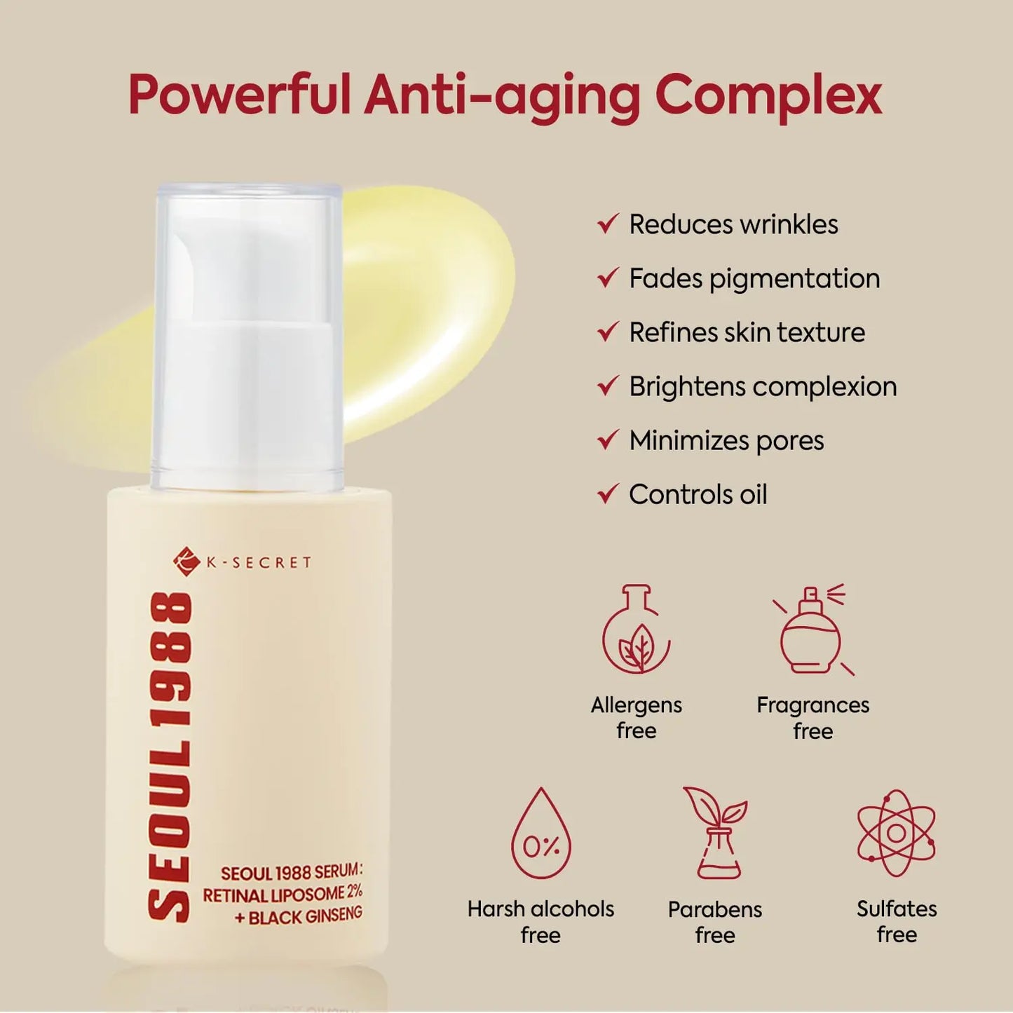 KSECRET SEOUL 1988 Cuidado de la piel, Limpiador espumoso, Crema para ojos, Esencia iluminadora, Antiedad, Hidratante, Mejora la elasticidad de la piel