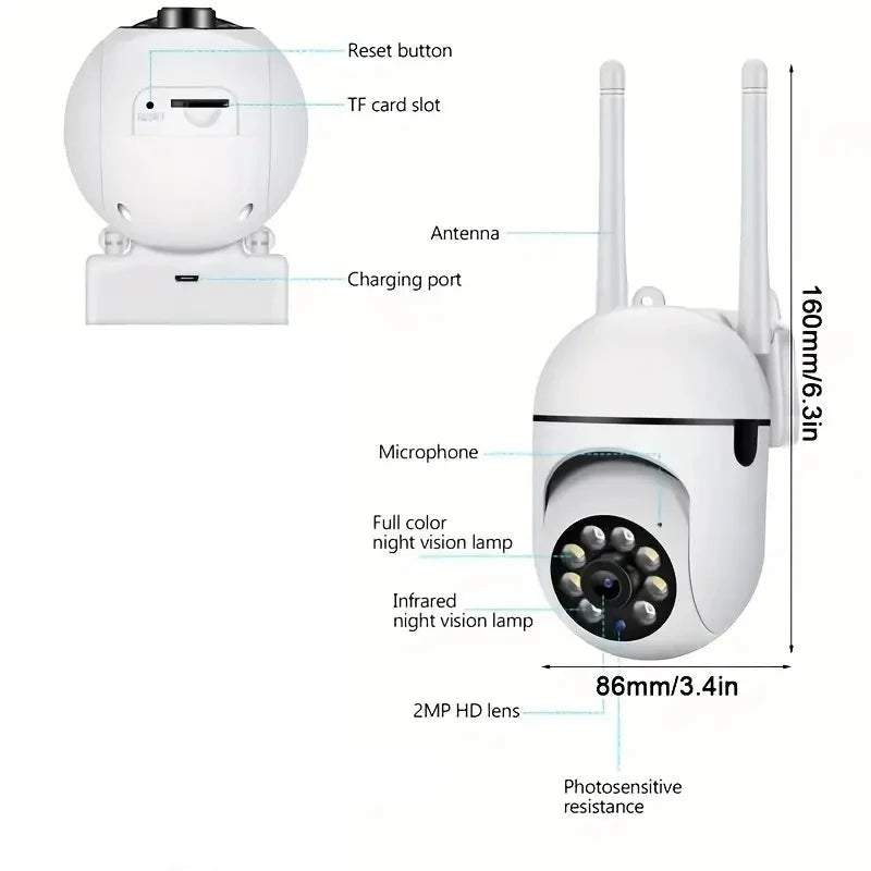 Cámaras de vigilancia WiFi, cámara IP HD 1080P, IR, visión nocturna a todo color, protección de seguridad, movimiento, audio bidireccional, cámara para exteriores