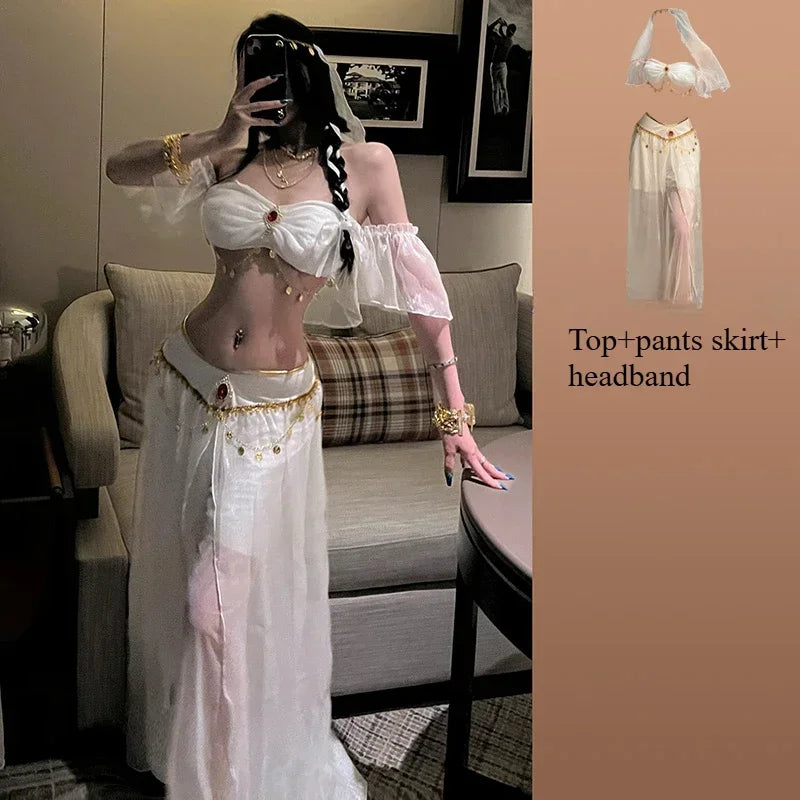 Role Playing Sexy Western Region Dancer Peacock Princess Greek Goddess Costume Hot Egyptian Indian Dancer Exotic Costume Stage