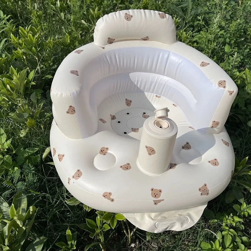 Asiento inflable para bebé con bomba de aire incorporada, silla de apoyo para la espalda para bebés de 0 a 3 años, silla de ducha portátil, asiento de suelo