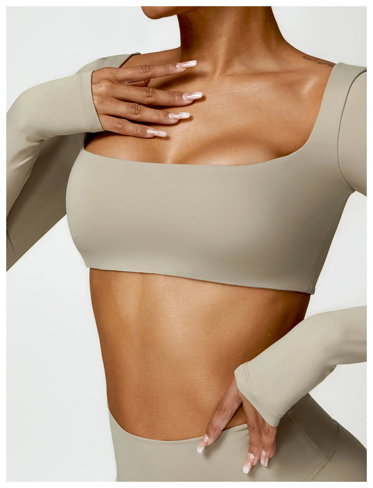Conjunto deportivo de 2 piezas para mujer, de secado rápido, para gimnasio, chándal para correr, entrenamiento, camiseta deportiva de manga larga, ropa de yoga