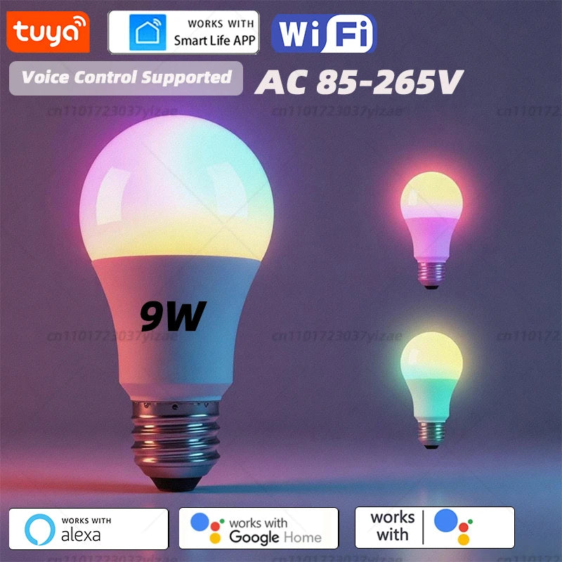 Bombillas inteligentes Tuya con Bluetooth y WiFi, E27, LED RGB, 9 W, 15 W, control por voz con la aplicación Smart Life, Alexa, Google Home.