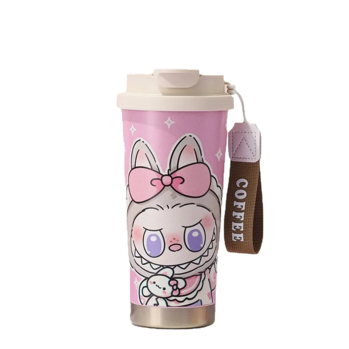 Nueva taza portátil de acero inoxidable con aislamiento, doble vaso con pajita y diseño de campanilla, regalo de gran valor estético, artículos para el hogar.