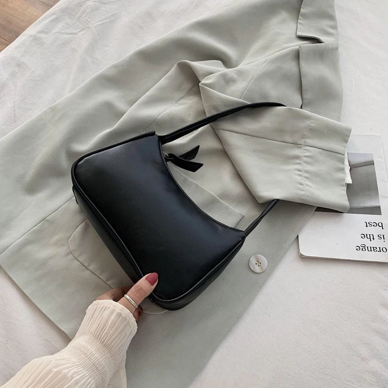 1 bolso retro para el antebrazo, bolso de mano con lazo para mujer, bolso de piel sintética para compras al aire libre.
