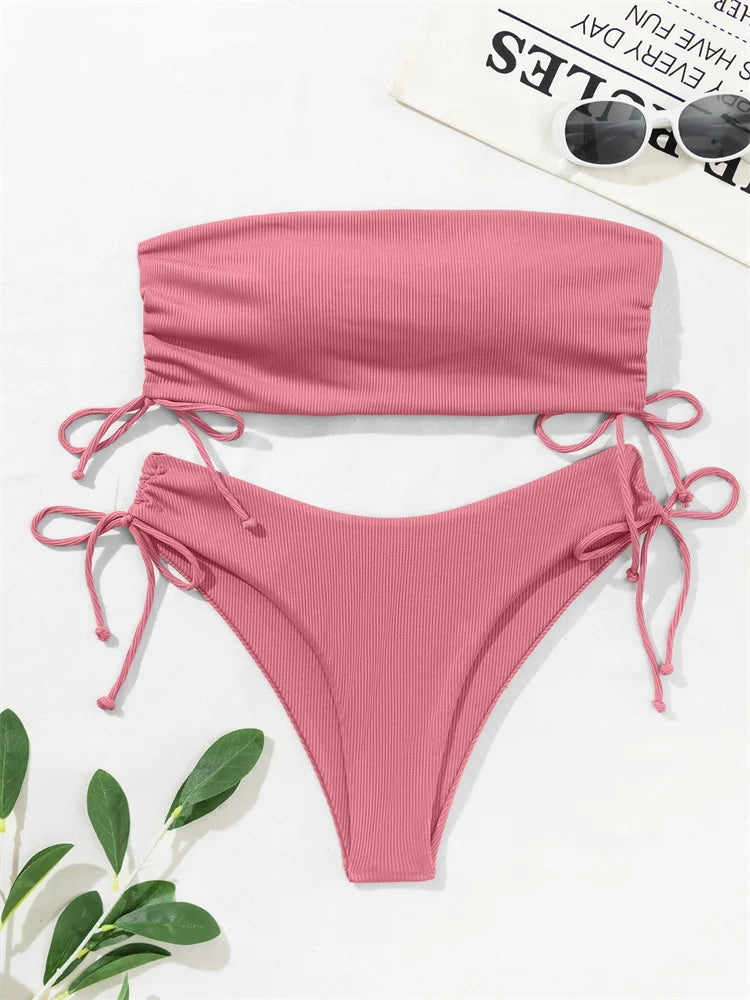 Nuevos bikinis sólidos sexis para mujer, trajes de baño push up para mujer, trajes de baño para nadar, conjunto de bikini brasileño para niña, ropa de playa para bañador
