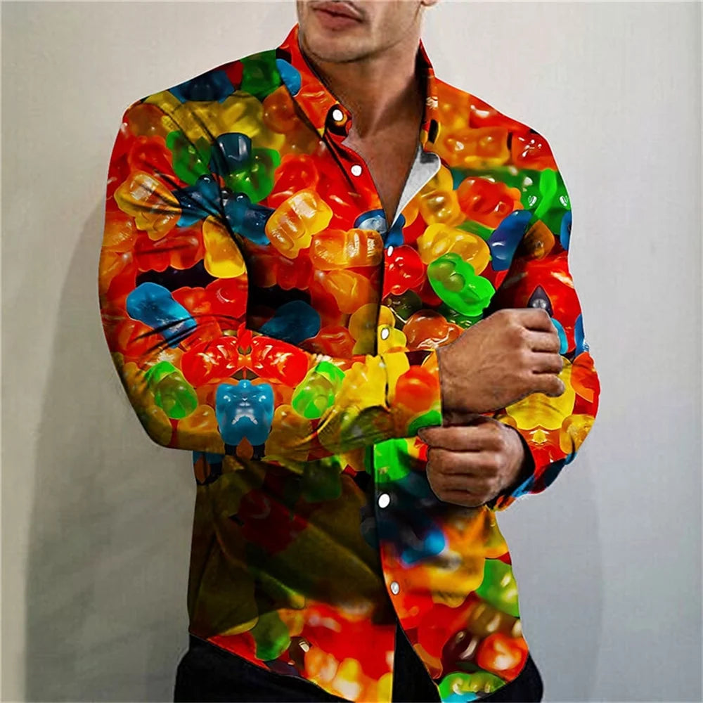 2023 Men's Hot Selling Shirt Long Sleeve Button Lapel Print Pattern Men's Top Soft and Comfortable Spring/Summer New Style