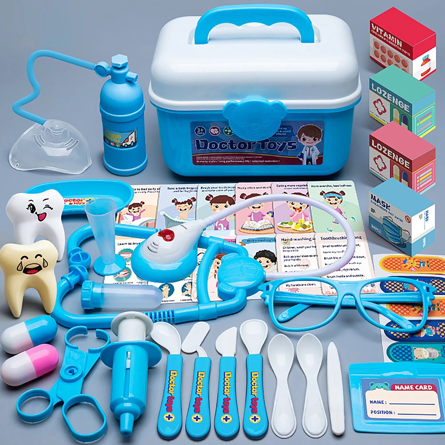 Juego de juguetes de médico para niños, caja de herramientas, juego médico, descuidar inyecciones, estetoscopio, etc., juguetes de herramientas médicas