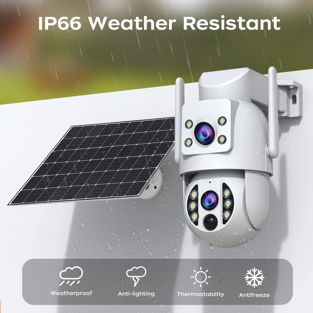 Cámara de seguridad solar JOOAN 4K, inalámbrica, para exteriores, con doble lente, IP, PIR, visión nocturna a color, seguimiento automático, batería, CCTV