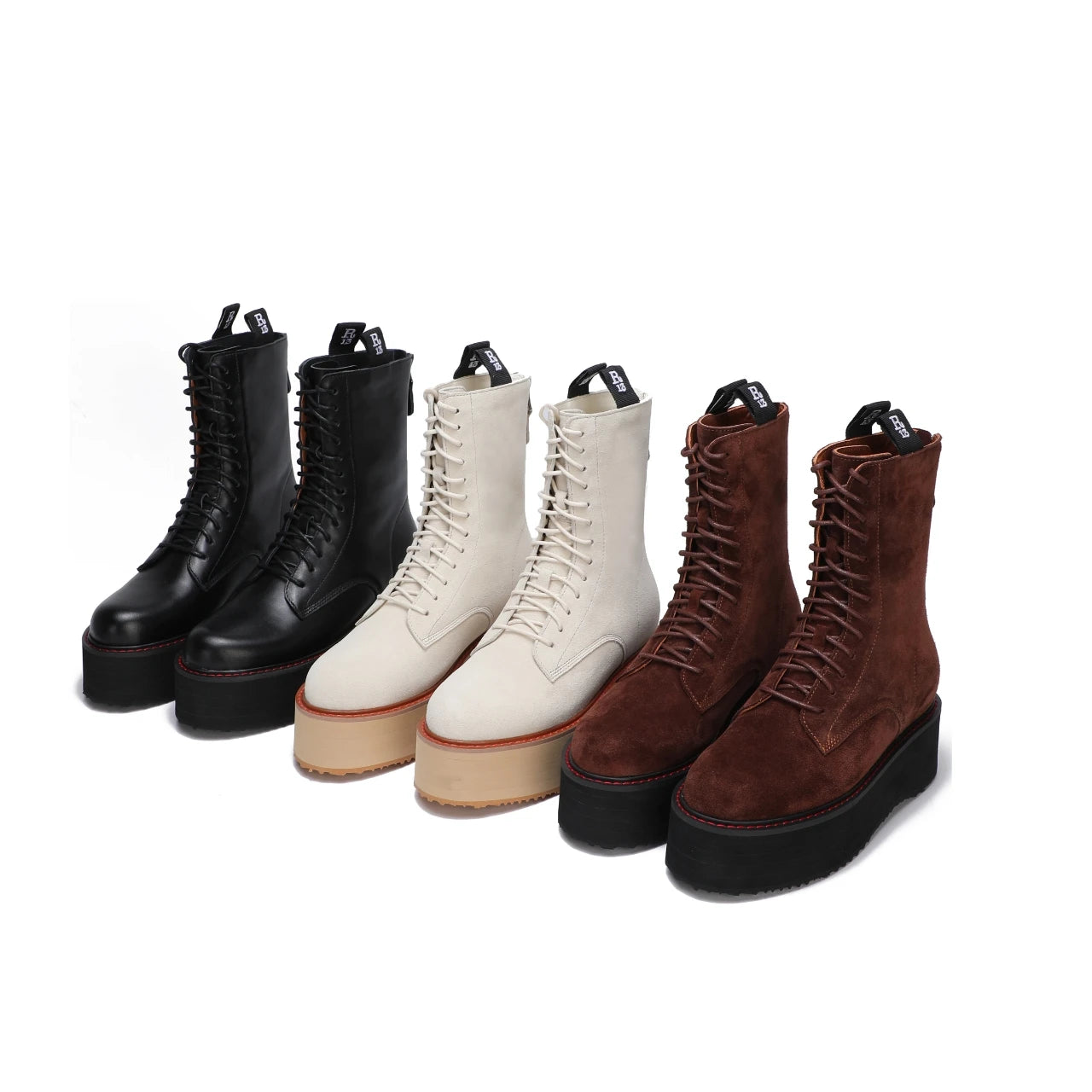 Botas de mujer de nuevo estilo con suela gruesa y cremallera trasera con cordones ajustables