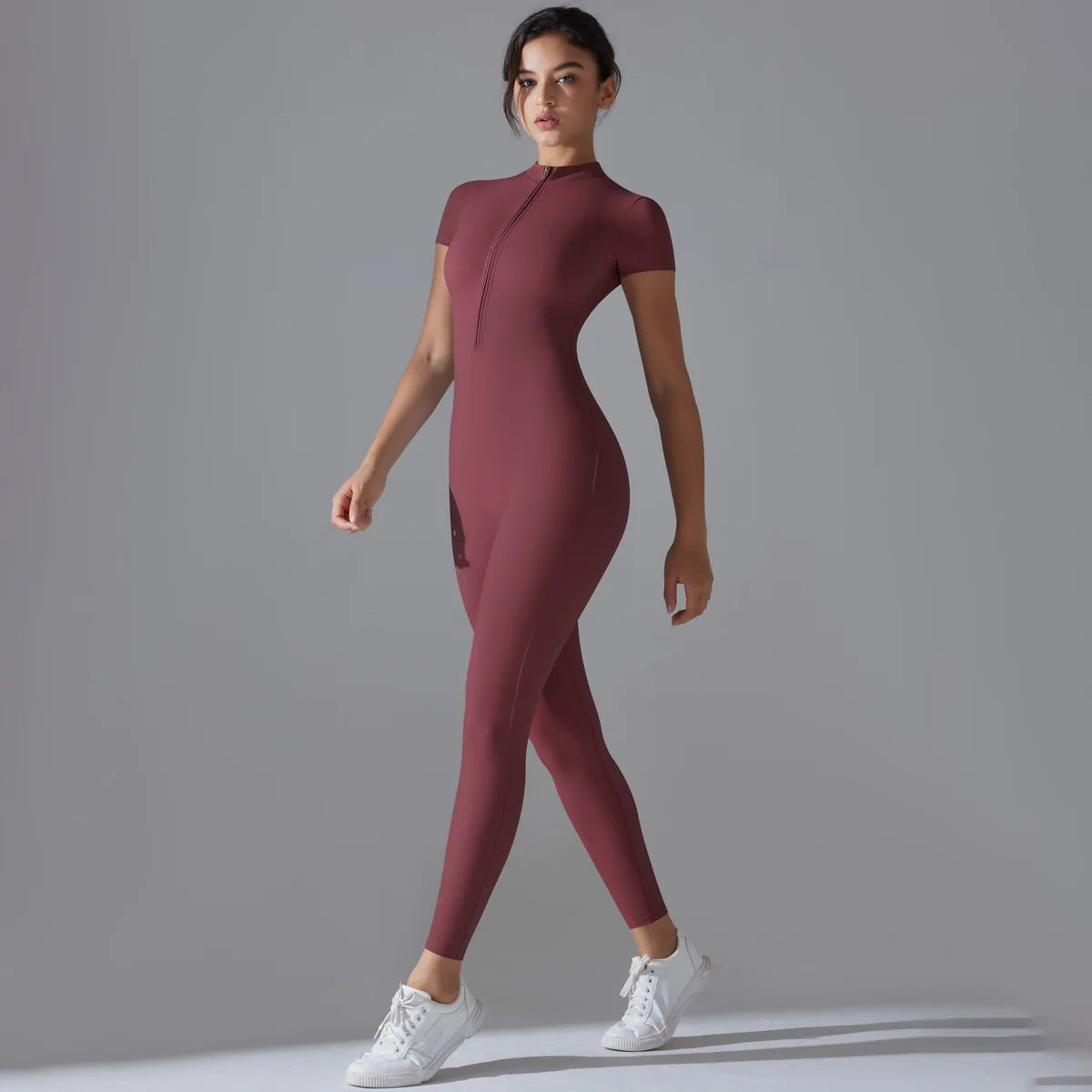 Women Zipper Bodysuits Fitness Sports Bodysuit Yoga Suit Breathable Quick Drying Sports Yoga Clothing Women Gym Push Up Workout
