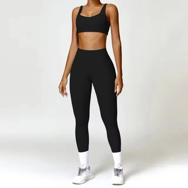Conjunto deportivo de 2 piezas para mujer, de secado rápido, para gimnasio, chándal para correr, entrenamiento, camiseta deportiva de manga larga, ropa de yoga