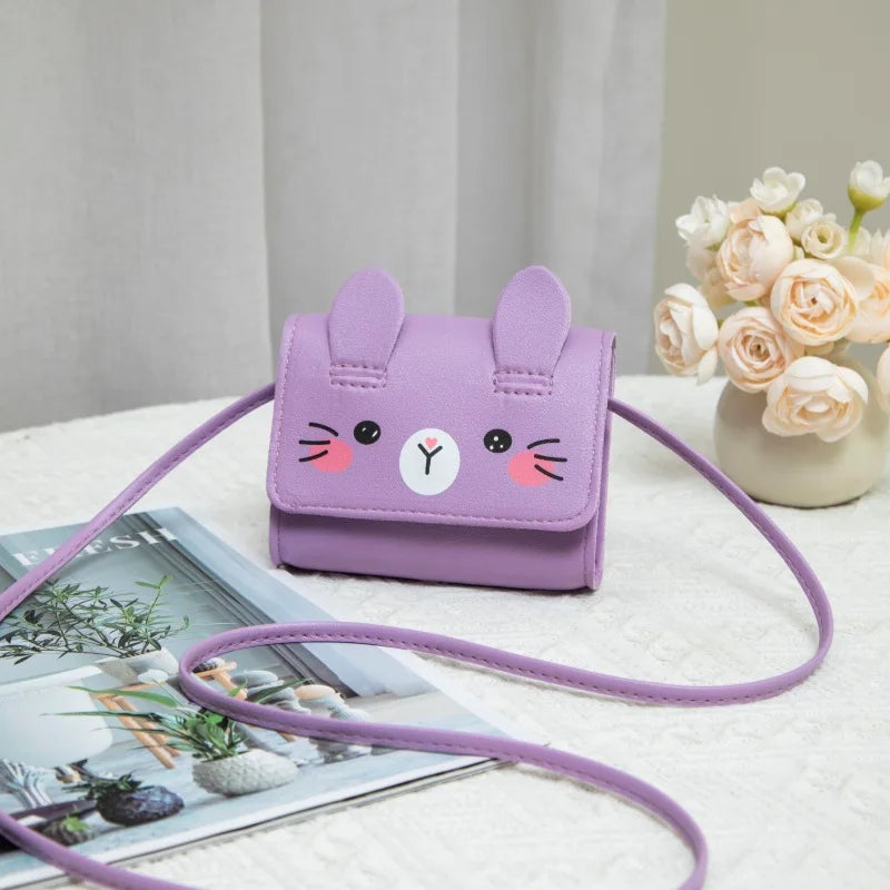 Accesorios para niños, bolso bandolera pequeño con diseño de conejo, bolso bandolera pequeño para niñas, monedero pequeño con dibujos animados para niños y niñas.