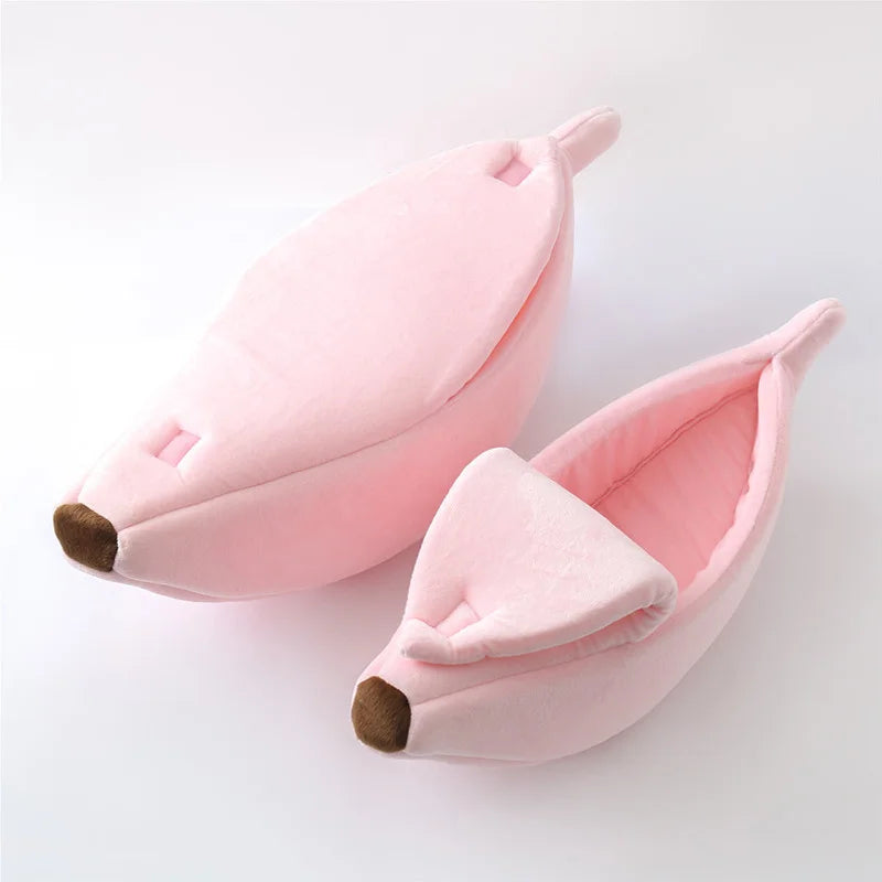 Cama tipo plátano para gatos, bonita, divertida y acogedora, cálida y duradera, portátil, para mascotas, cojín para perros, suministros para gatos, multicolor
