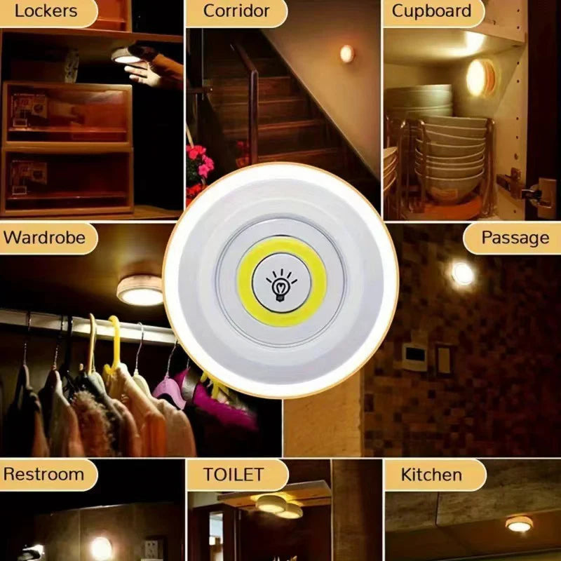 Luz LED regulable para debajo del gabinete con control remoto, funciona con pilas, luces LED para armarios, iluminación de baño, luz nocturna
