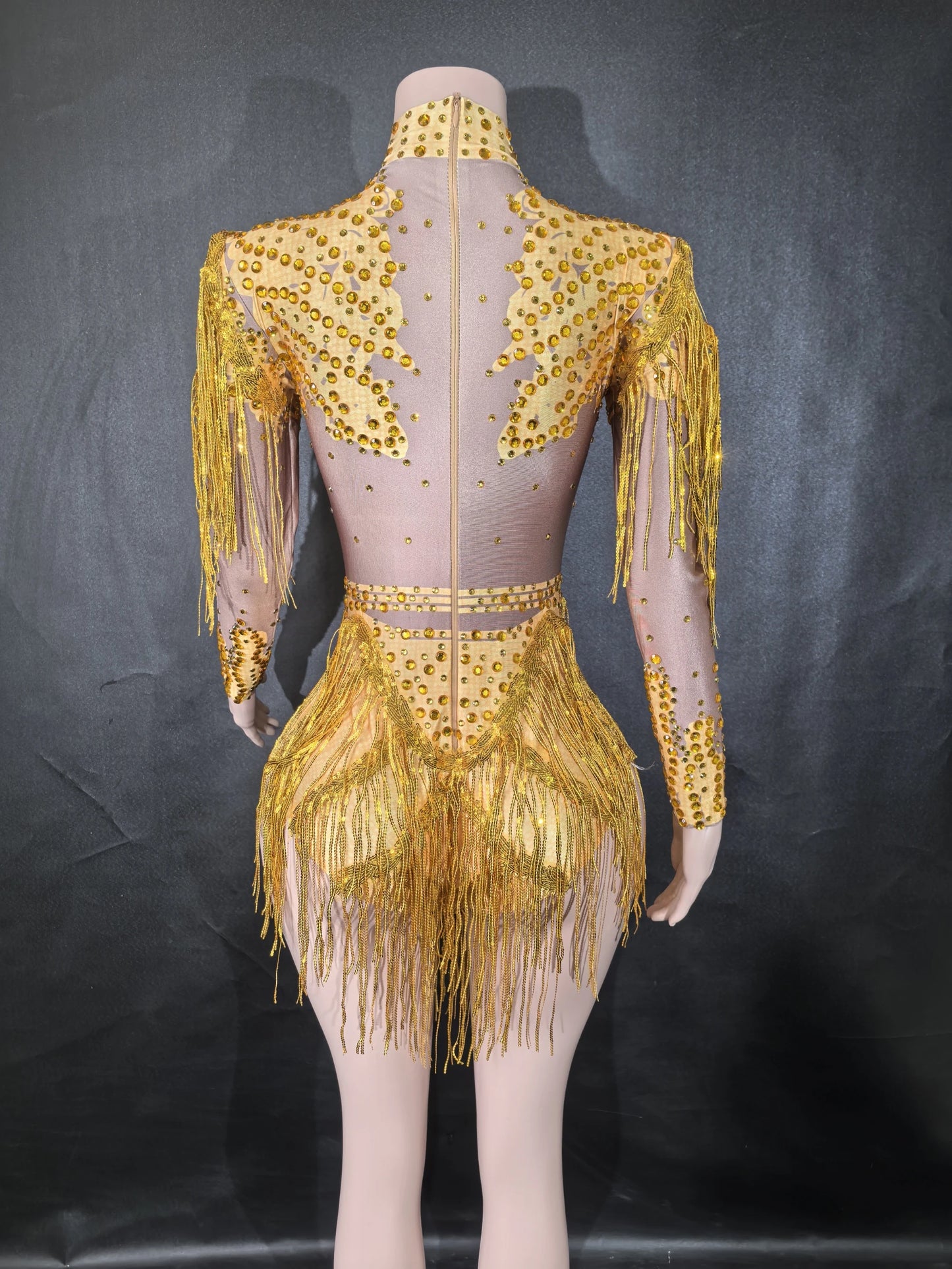 Sexy Skinny Leotard Singer Dancer Show StageWear Sparkly Blue Rhinestones Women DanceCostume Fringes One Shoulder Bodysuit 7G