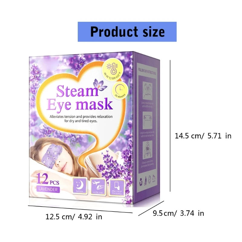 12 piezas de mascarilla para ojos autocalentable desechable con almohadilla térmica para ojos, mascarilla hidratante para ojos con calor, mascarilla para dormir de lavanda para uso diario